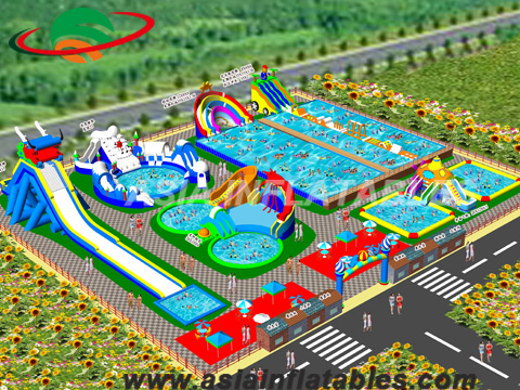 New Design Inflatable Land Amusement Water Park Project