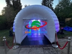 Tenda de discoteca inflável iglu branca mais vendida, tenda de bar para festa com cúpula inflável e iluminação LED